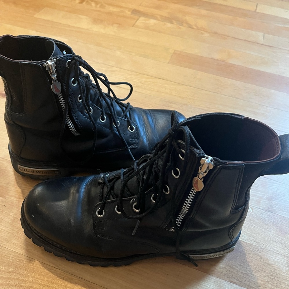 Red Wing Shoes Black Lace-Up Leather Boots - Picture 2 of 6
